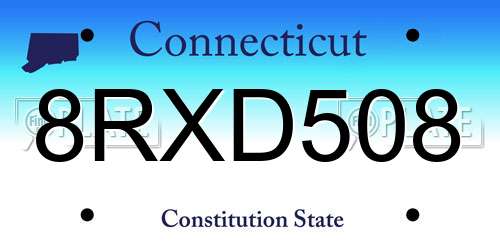 8RXD508 Connecticut License Plate