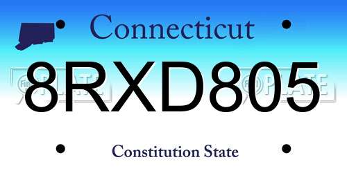 8RXD805 Connecticut License Plate