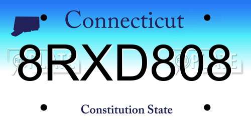 8RXD808 Connecticut License Plate