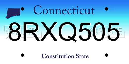 8RXQ505 Connecticut License Plate