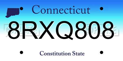 8RXQ808 Connecticut License Plate