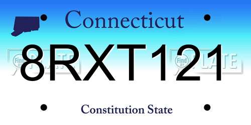 8RXT121 Connecticut License Plate