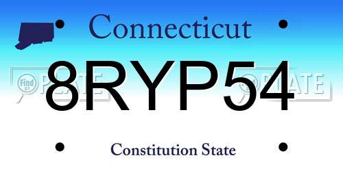 8RYP54 Connecticut License Plate