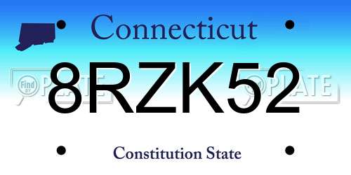 8RZK52 Connecticut License Plate