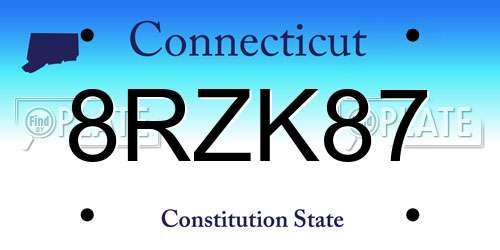 8RZK87 Connecticut License Plate