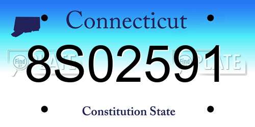 8S02591 Connecticut License Plate
