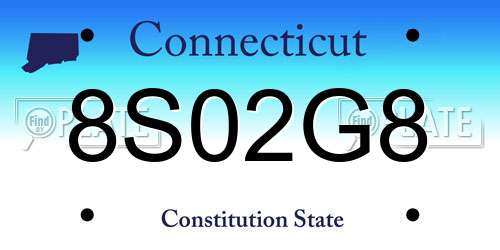8S02G8 Connecticut License Plate