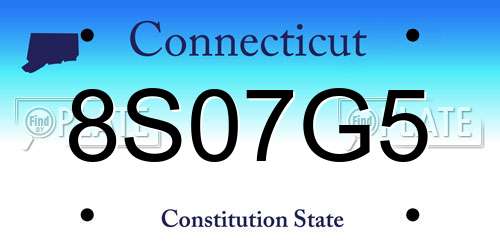 8S07G5 Connecticut License Plate