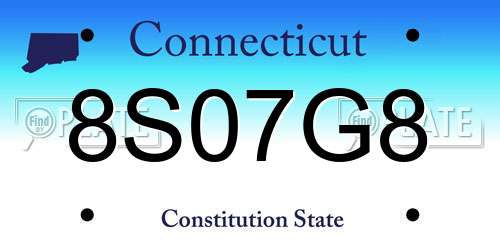 8S07G8 Connecticut License Plate