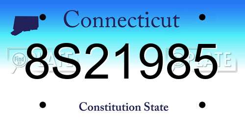 8S21985 Connecticut License Plate