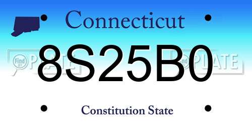 8S25B0 Connecticut License Plate