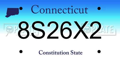8S26X2 Connecticut License Plate