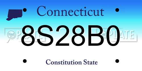 8S28B0 Connecticut License Plate