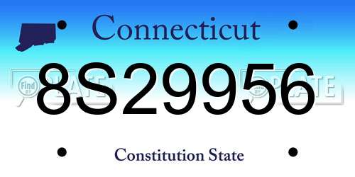 8S29956 Connecticut License Plate