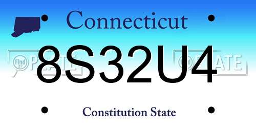8S32U4 Connecticut License Plate