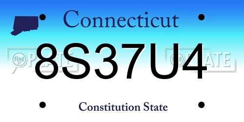 8S37U4 Connecticut License Plate