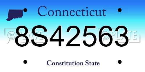 8S42563 Connecticut License Plate