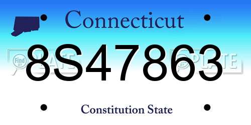 8S47863 Connecticut License Plate