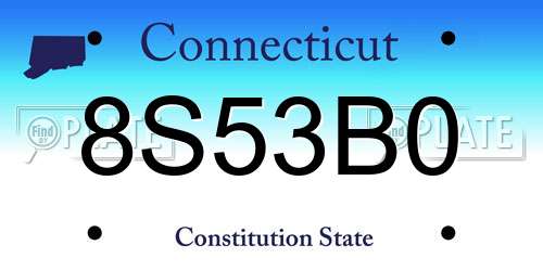 8S53B0 Connecticut License Plate