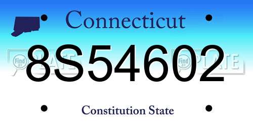 8S54602 Connecticut License Plate