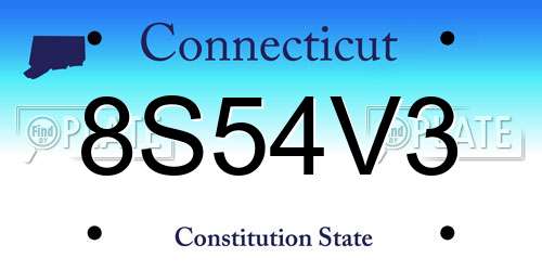 8S54V3 Connecticut License Plate