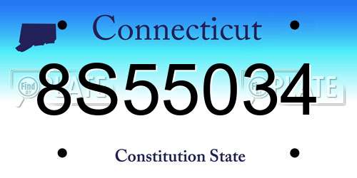 8S55034 Connecticut License Plate