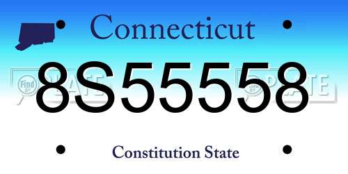 8S55558 Connecticut License Plate