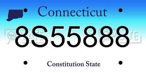 8S55888 Connecticut License Plate