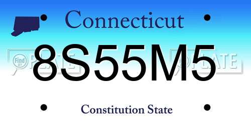 8S55M5 Connecticut License Plate
