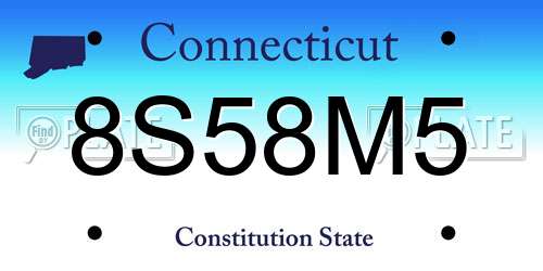 8S58M5 Connecticut License Plate