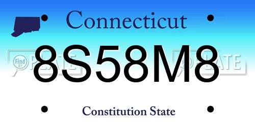 8S58M8 Connecticut License Plate