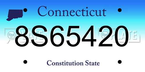 8S65420 Connecticut License Plate