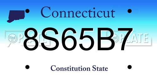 8S65B7 Connecticut License Plate
