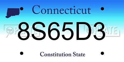 8S65D3 Connecticut License Plate