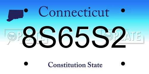 8S65S2 Connecticut License Plate
