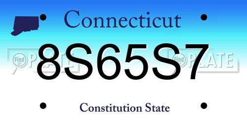 8S65S7 Connecticut License Plate
