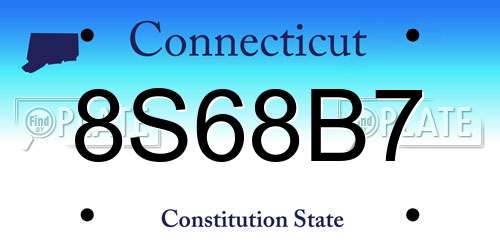 8S68B7 Connecticut License Plate