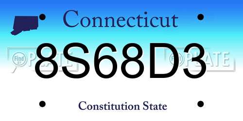 8S68D3 Connecticut License Plate