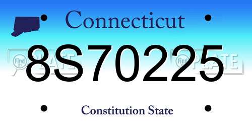 8S70225 Connecticut License Plate