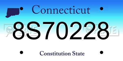 8S70228 Connecticut License Plate
