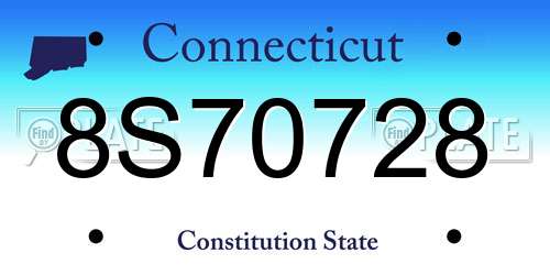 8S70728 Connecticut License Plate