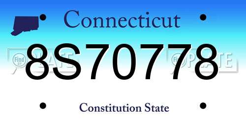 8S70778 Connecticut License Plate