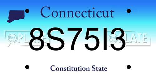 8S75I3 Connecticut License Plate