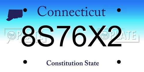 8S76X2 Connecticut License Plate