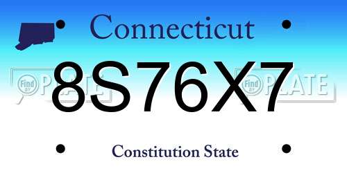 8S76X7 Connecticut License Plate