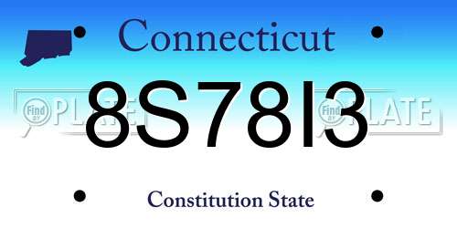 8S78I3 Connecticut License Plate