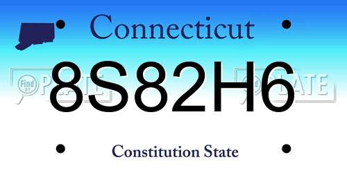 8S82H6 Connecticut License Plate