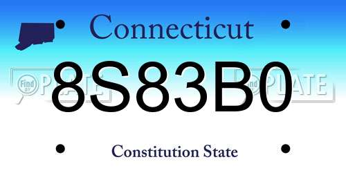 8S83B0 Connecticut License Plate