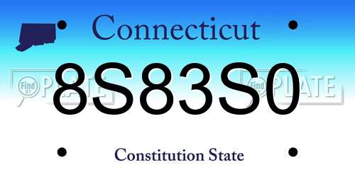 8S83S0 Connecticut License Plate