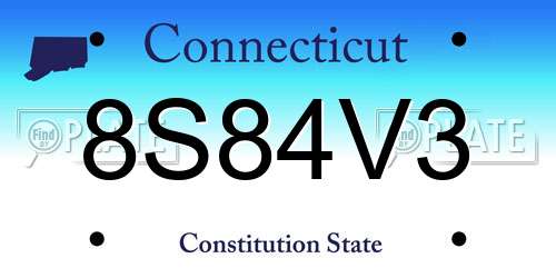 8S84V3 Connecticut License Plate